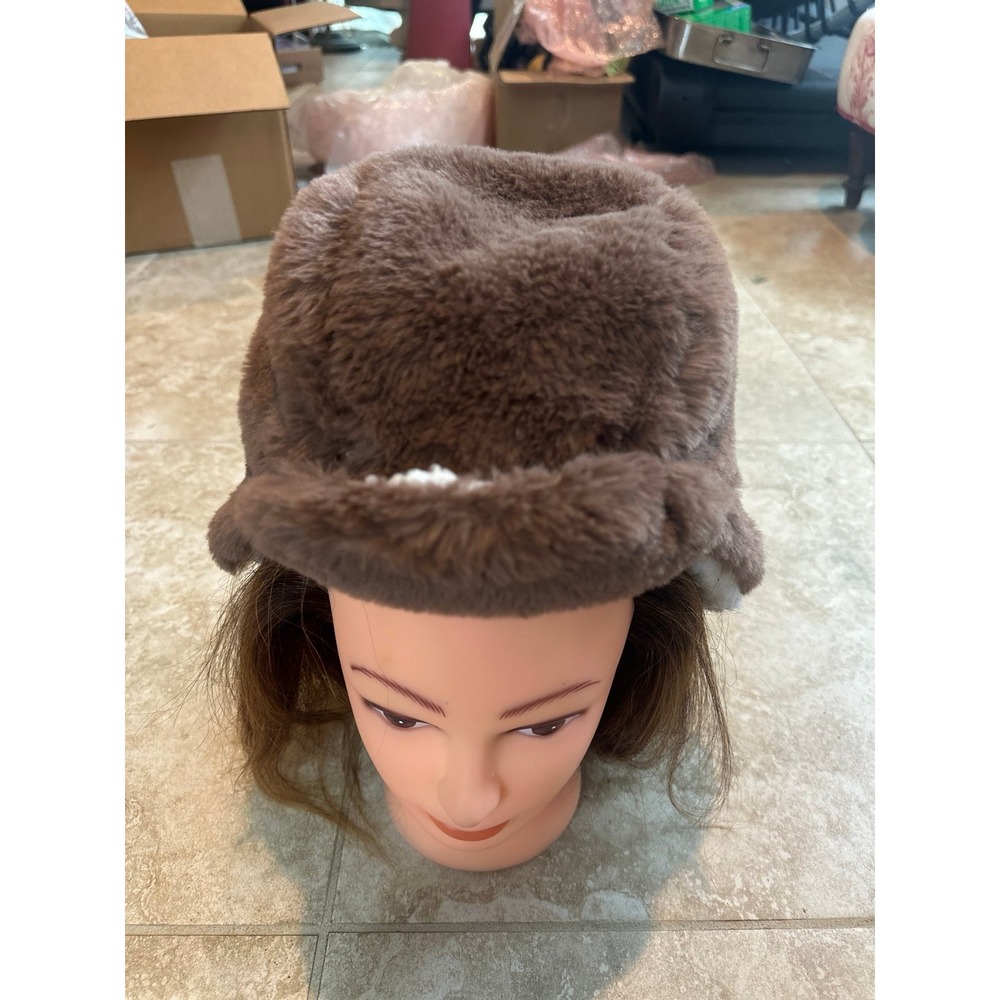 Winter Hat for Kids Ear Flaps Brown Sz 5-8 yrs
